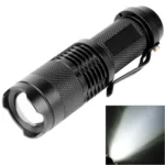 SK68 180lm Zoom Lens LED Flashlight, Q3-WC LED,  1-Mode, White Light, with Clip(Black)