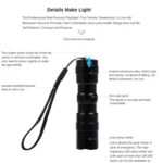 3W LED Mini Flashlight Light Torch Lamp with Strap(Black) - Image 4
