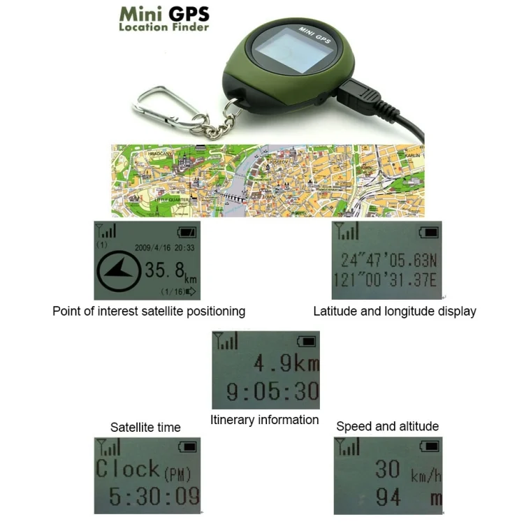 S-GPS-0118_4.webp Keychain Handheld Mini GPS Navigation USB Rechargeable Location Finder Tracker for Outdoor Travel(Green) - Image 5