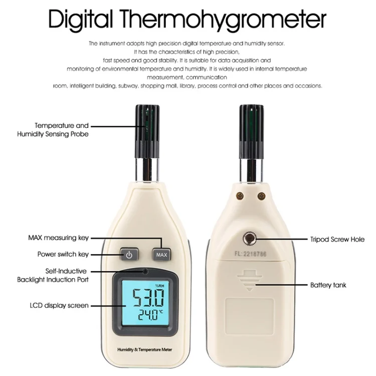 S-HC-0037_3.webp BENETECH GM1362 1.45 Inch Screen Digital Humidity & Temperature Meter(White) - Image 4
