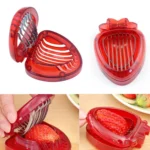 Kitchen Tool Plastic Strawberry Slicer Fruit Knife with Stainless Steel Blade(Red)