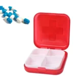 10 PCS 4 Compartments Portable Plastic Cross Pills Medicine Storage Box(Red) - Image 2