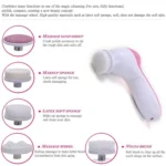 5 in 1 Beauty Care Brush Massager Scrubber Face Skin Care Electric Facial Cleanser - Image 10