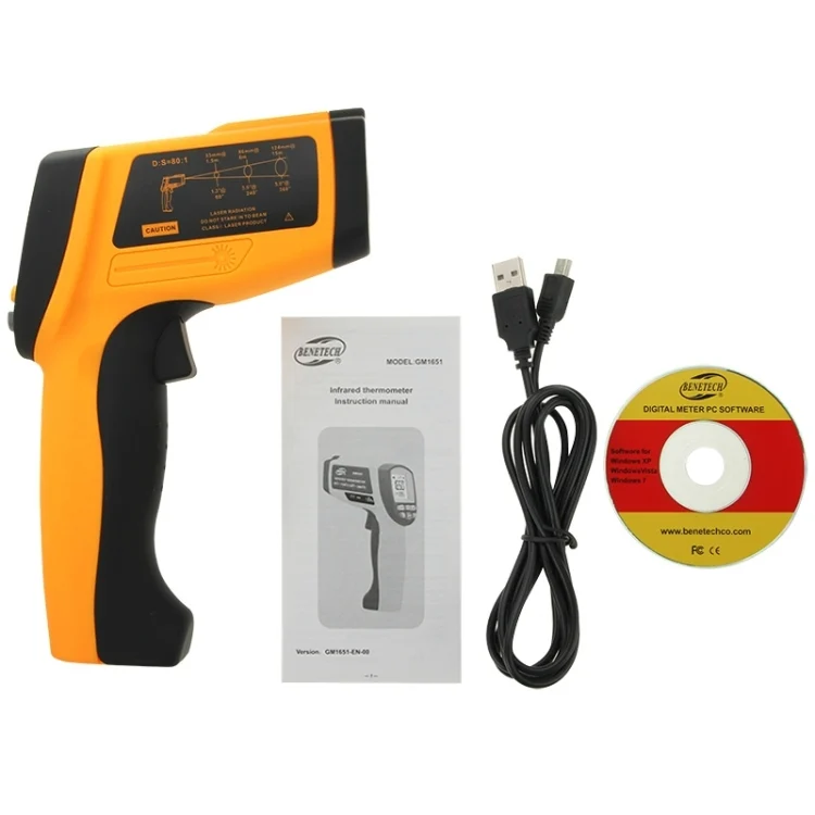 S-HC-5251_7.webp BENETECH GM1651 USB Digital Display Temperature Gun Handheld Infrared IR Thermometer, Measure Range: -30~1650C - Image 8