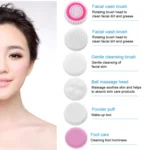 6 in 1 Waterproof Facial Cleansing Instrument (Size: 130 x 85 x 40mm)(Magenta) - Image 8