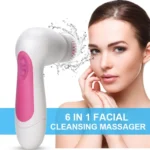 6 in 1 Waterproof Facial Cleansing Instrument (Size: 130 x 85 x 40mm)(Magenta) - Image 9