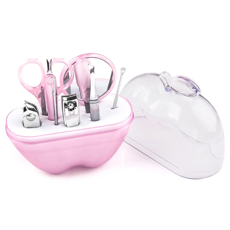S-HCB-0323.webp 10-in-1 Delicate Apple Design Grooming Nail Manicure Pedicure Personal Cosmetic Makeup Set Kit - Image 1