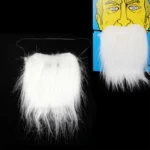 White Bushy Mustache Fake Beard with Elastic Strap(White)