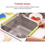 40x24x0.9cm Stainless Steel Folding Drain Rack(Green) - Image 5