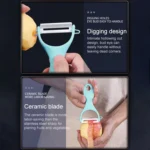 T Shaped Ceramic Skin Peeler with Durable ABS Handle, Random Color Delivery - Image 4