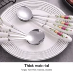 Ceramic Handle Stainless Steel Spoon + Fork Set - Image 4