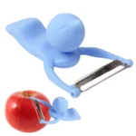 Men Shaped Fruit Vegetable Kitchen Blade Peeler with Durable ABS Handle(Blue) - Image 2