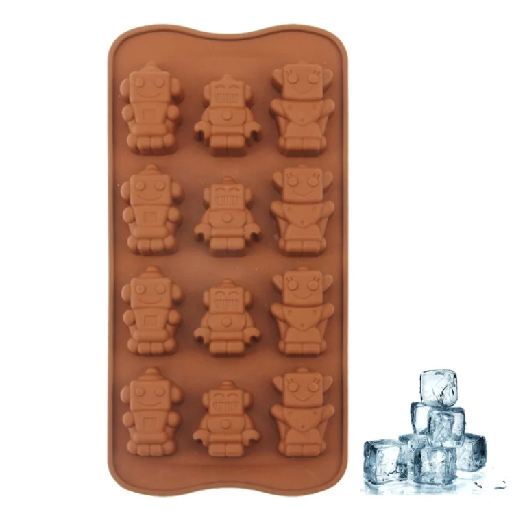Lovely Robot Shape 12-Grid Ice Cube Tray(Brown)