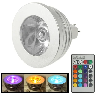 S-LED-3022_1.webp MR16 3W RGB LED Light Bulb, Luminous Flux: 400-450LM, with Remote Controller, DC 12V - Image 2