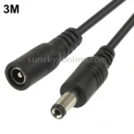 5.5 x 2.1mm DC Power Female Barrel to Male Barrel Connector Cable for LED Light Controller, Length: 3m(Black) - Image 2