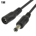 5.5 x 2.1mm DC Power Female Barrel to Male Barrel Connector Cable for LED Light Controller, Length: 1m(Black) - Image 2