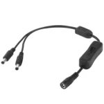 5.5 x 2.1mm Female to 2x Male DC Power Cable Connector with Switch for LED Strip, Length: 30cm(Black) - Image 2