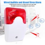Mini Wired Red Strobe Siren for Burglar Security Alarm(White) - Image 5