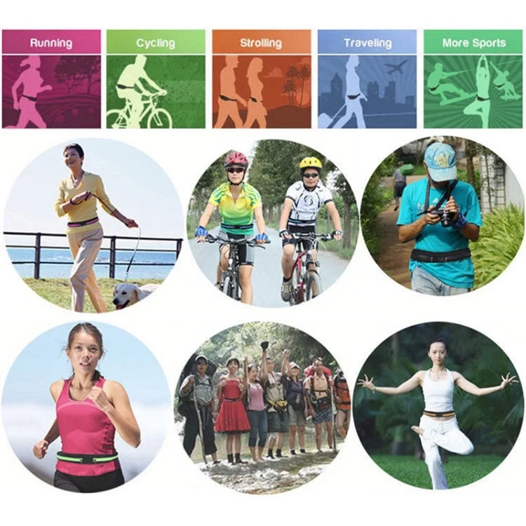 S-OG-4283FG_4.webp Sports Waterproof Elastic Waist Bag Two Pockets Fanny Pack Zip Pouch - Image 5