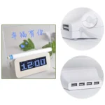 Multifunction LCD Digital Alarm Clock Thermometer + 4-Port USB HUB + Message Board with Blue or Green LCD backlight(White) - Image 4