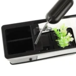 USB Desktop Aquarium Mini Fish Tank with Running Water and 6 LED Light, LCD Clock Display with Calendar, Time and Alarm (Holds 1.5 Quarts of Water)(Black) - Image 5