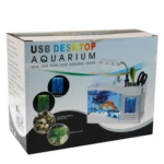 USB Desktop Aquarium Mini Fish Tank with Running Water and 6 LED Light, LCD Clock Display with Calendar, Time and Alarm (Holds 1.5 Quarts of Water)(Black) - Image 9