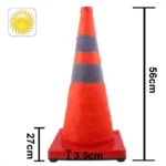3-LED Solar Lift Traffic Safety Warning Road Cones, Height: 56cm - Image 2