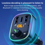 WK WP-C39 USB+USB-C/Type-C MP3 Bluetooth Car Fast Charger - Image 3