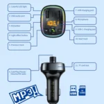 WK WP-C39 USB+USB-C/Type-C MP3 Bluetooth Car Fast Charger - Image 5