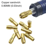 10 PCS Three-claw Copper Clamp Nut for Electric Mill Fittings,Bore diameter: 0.8mm - Image 3