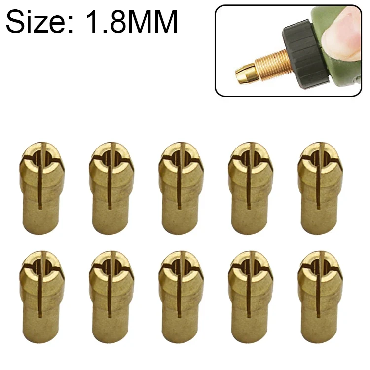 10 PCS Three-claw Copper Clamp Nut for Electric Mill Fittings,Bore diameter: 1.8mm