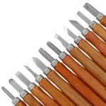 12 in 1  Wood Carving Chisels Knife Basic Woodcut Working Handmade Rubber Stamps Hand Tools - Image 2