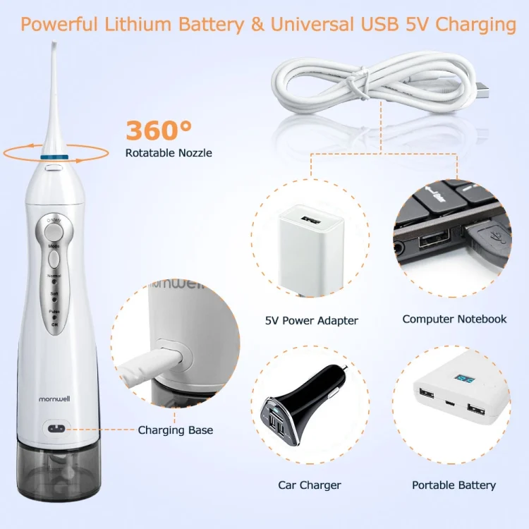 SYA000344_5.webp Mornwell D52 USB-Rechargeable Water Flosser IPX7 Waterproof Oral Irrigator - Image 6