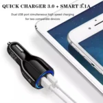 Qc3.0 Dual USB Car Charger + 8 Pin Fast Charging Line Car Charging Kit - Image 6