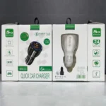 Qc3.0 Dual USB Car Charger + 8 Pin Fast Charging Line Car Charging Kit - Image 2