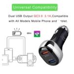 YSY-312 18W Portable QC3.0 Dual USB Mobile Phones and Tablet PCs Universal Car Charger - Image 3