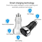 YSY-312 2 in 1 18W Portable QC3.0 Dual USB Car Charger + 1m 3A USB to Micro USB Data Cable Set - Image 3