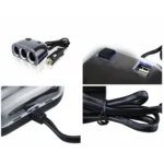 Car Cigarette Lighter Splitter Adapter 3 Socket Cigarette Lighter Splitter Dual USB Car Charger On/Off Switches 12V Car Splitter Adapter - Image 3