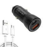 P21 Portable PD 20W + QC3.0 18W Dual Ports Fast Car Charger with USB to Micro USB Cable Kit - Image 2