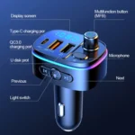 T65 Car Bluetooth FM Transmitter Dual USB Type-C QC3.0 Charger - Image 6