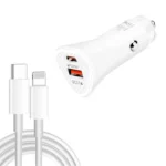 TE-P23 38W PD USB-C / Type-C + QC3. 0 USB Triangle Car Charger + USB-C / Type-C to 8 Pin Data Cable, Length: 1m