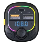 C28 Fast Charging Atmosphere Light Handsfree Car Kit Car Mp3 Player Stereo FM Transmitter - Image 2