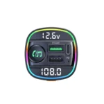 C22 Car Bluetooth 5.0 FM Transmitter LED Light Voltage Display QC 3.0 PD Charger - Image 2