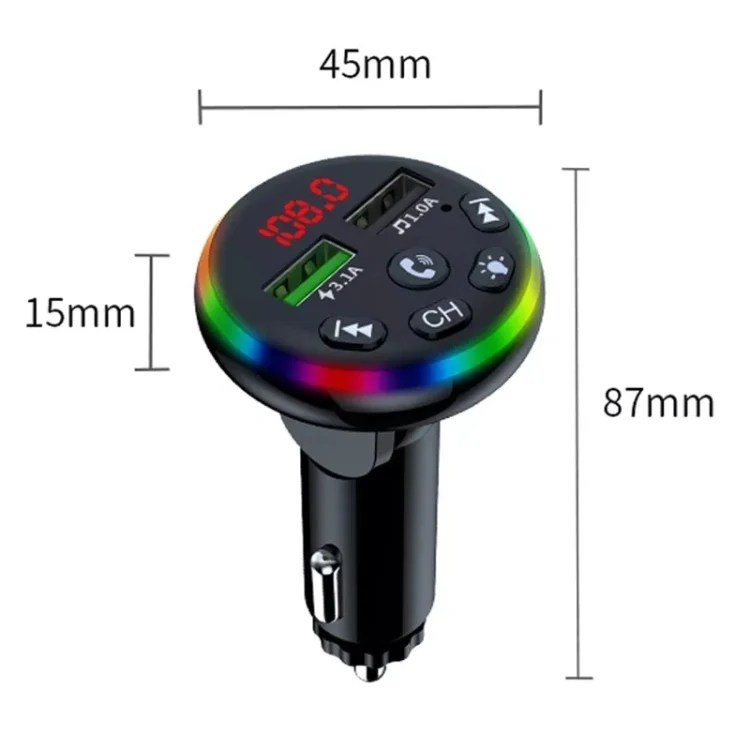 SYA0018934_2.webp F13 Car Smartphone Charger Hands Free Calling 5.0 Bluetooth-MP3 Player Car Wireless FM Transmitter - Image 3