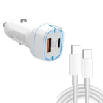 38W PD20W + QC3.0 USB Car Charger with Type-C to Type-C Data Cable, Length: 1m