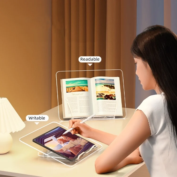 SYA0022018_3.webp BG-2Y For iPad Tablet PC Angle Adjustable Transparent Acrylic Reading Bookshelf - Image 4