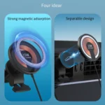 T09 2 in 1 Transparent Car Magnetic Wireless Charger 15W Fast Charging Stand - Image 4