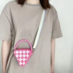 Diamond Shaped Mini Portable Shoulder Bag Silicone Handbag - Image 3