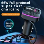 CS3 With 3 Charging Cables 66W Car Charger MP3 Player Bluetooth FM Transmitter - Image 2