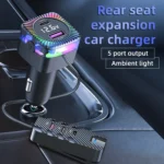YQ3 66W Super Fast Charging 5 Port Rear Seat Extended Car Charger - Image 2